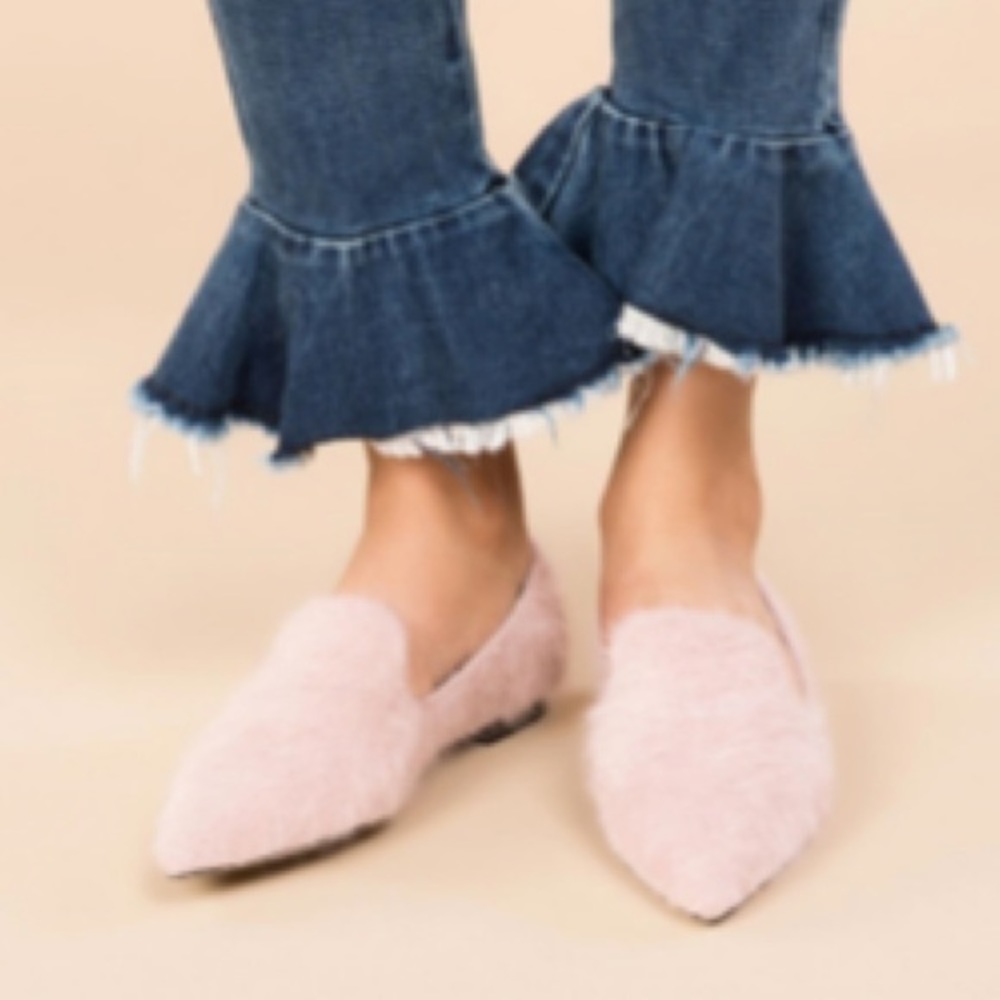 POL Mohair Style Pointed Toe Flats in Dusty Pink NEW!